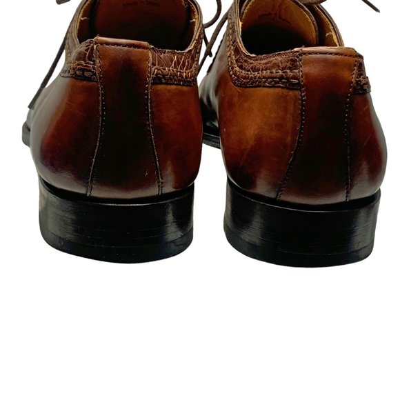 MAGNANNI Brown Calfskin & Crocodile‎ Medallion Toe Dress Brogues main image 4